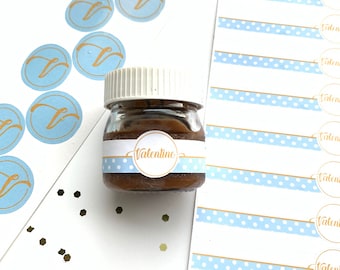 Mini Nutella labels perfect for baby shower favors. Nutella Labels, Nutella Stickers to Custom your Party Favor.Personalized Nutella Labels