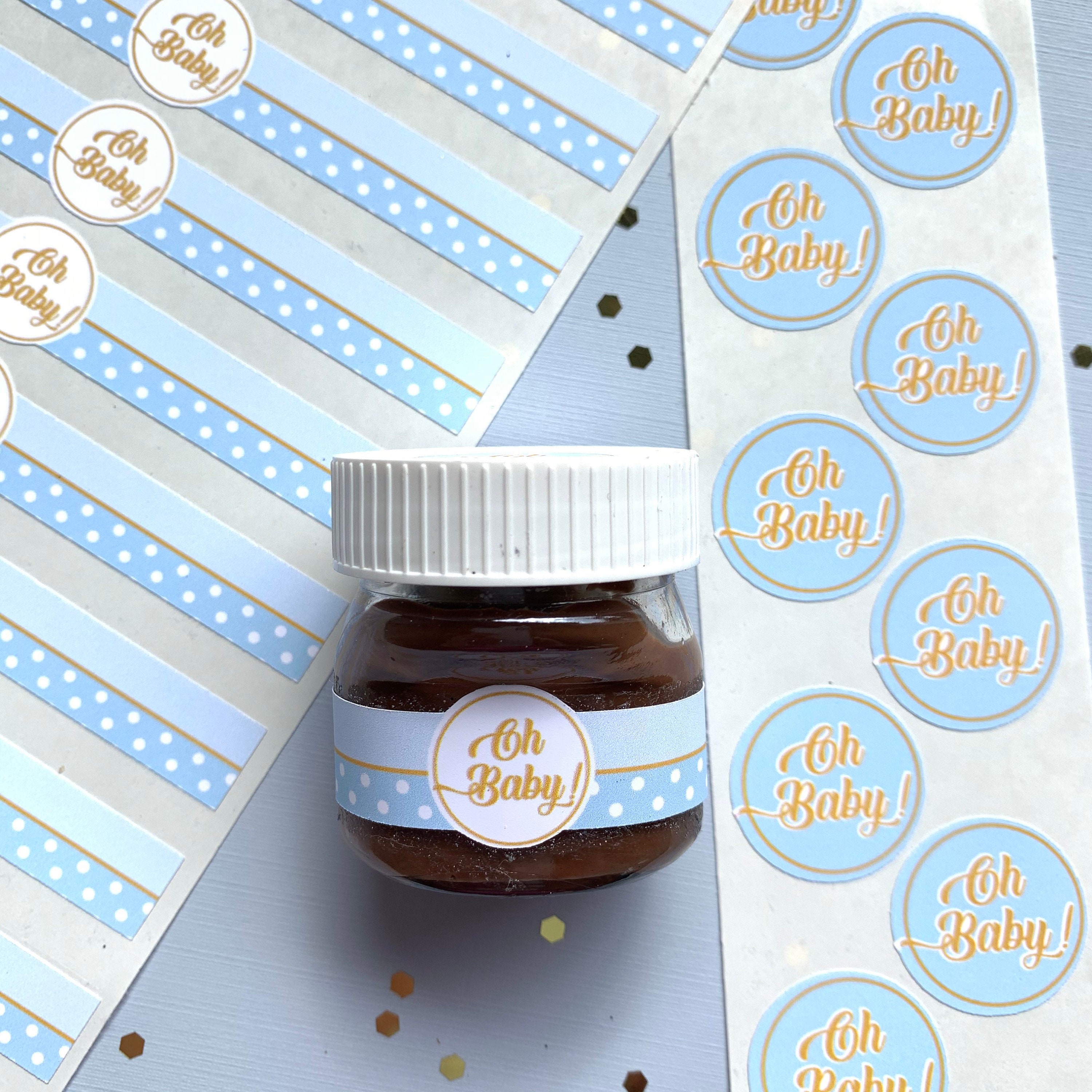 Mini Nutella labels, Oh Baby theme party. Nutella Labels for a baby shower. Nutella Stickers. Custom Party Favor personalized Nutella Labels