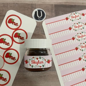 Etichette Mini Nutella / Strawberry Party / Etichette Nutella / Primo compleanno Berry / Bomboniera personalizzata / Etichette Nutella personalizzate