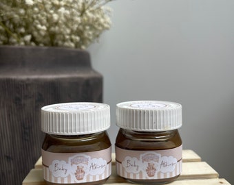Custom Mini Nutella labels | Teddy bear Party | hot air balloon Labels | Neutral birthday | Earthy baby shower | Personalized Nutella Labels