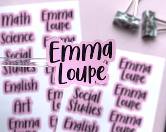 Custom School Subject Stickers ready to place on your back to school supplies. Stickers for folders, binders, notebooks, name stickers.