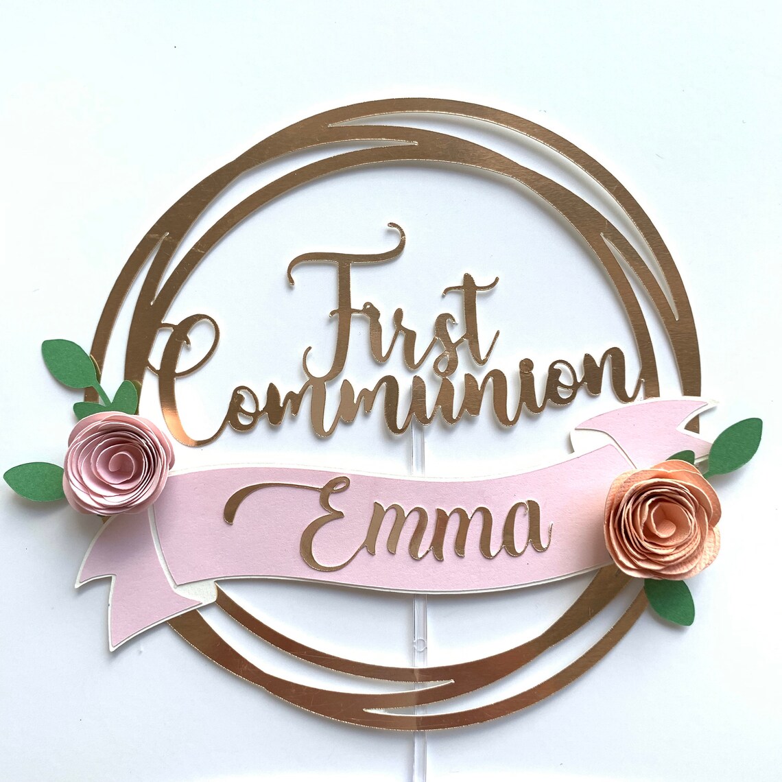 Personalized First Communion Cake Topper Decorated With Mini Etsy