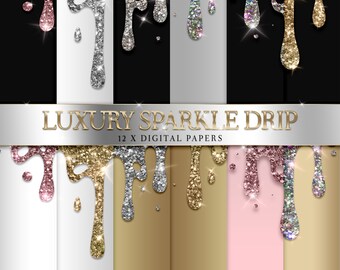 Glitter Paper, Digital Paper, Backgrounds, Glitter Background, Printable Paper, Sparkle Drip Paper