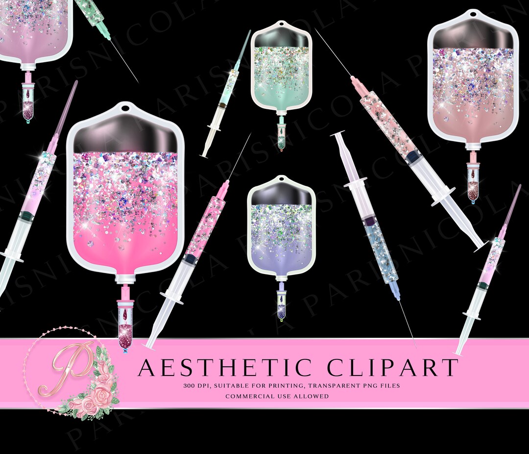Syringe Clipart Glamorous Syringes Glitter Syringes Etsy UK