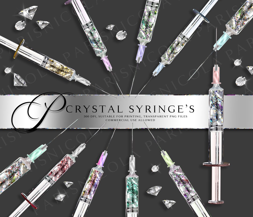 Syringe Clipart Glamorous Syringes Glitter Syringes Etsy Australia