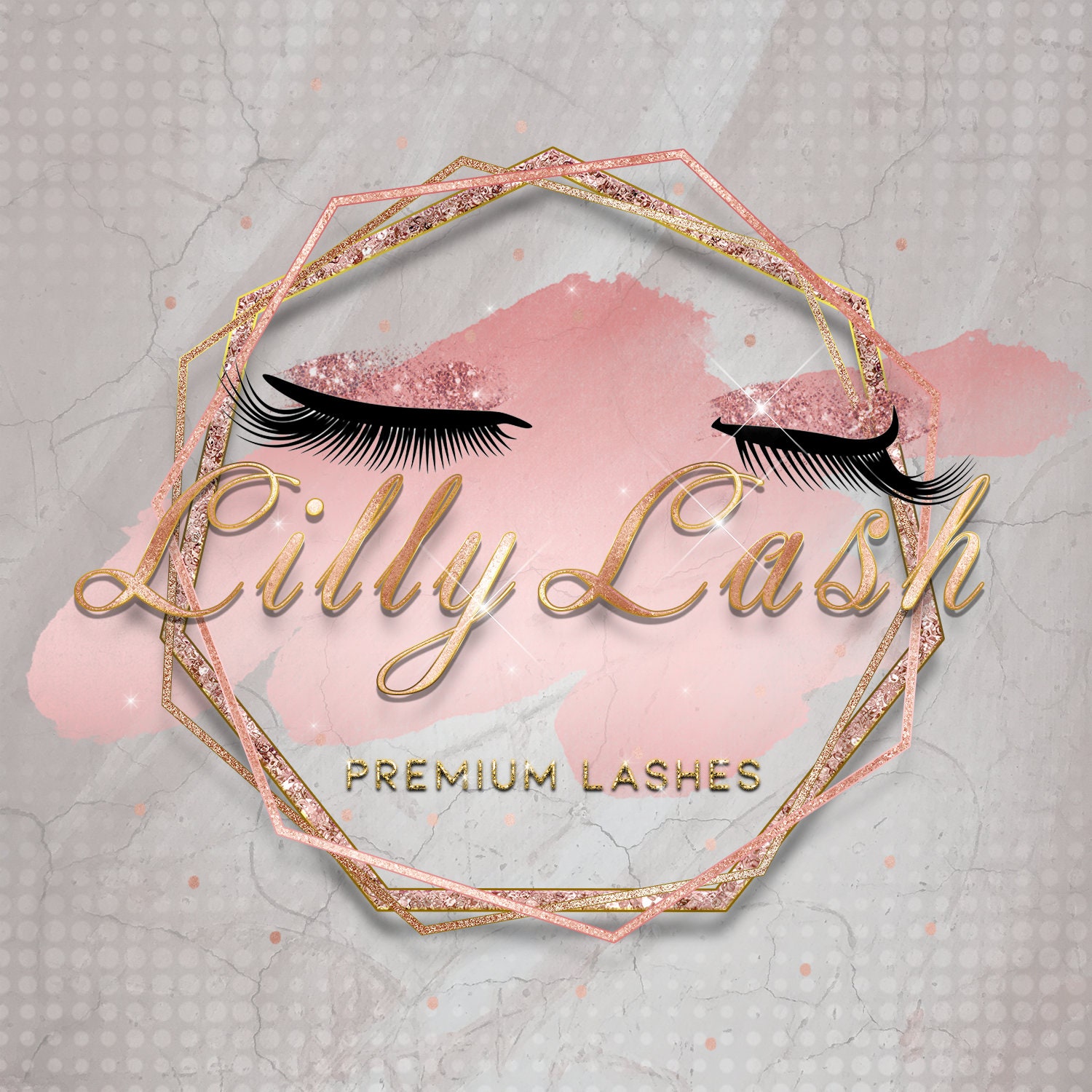 lash logo, eyelash logo, premade lash logo, rose gold logo, Eyelashes