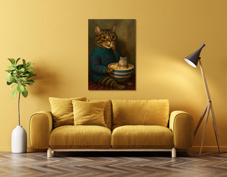 Modern home decor with playful cat & mouse print