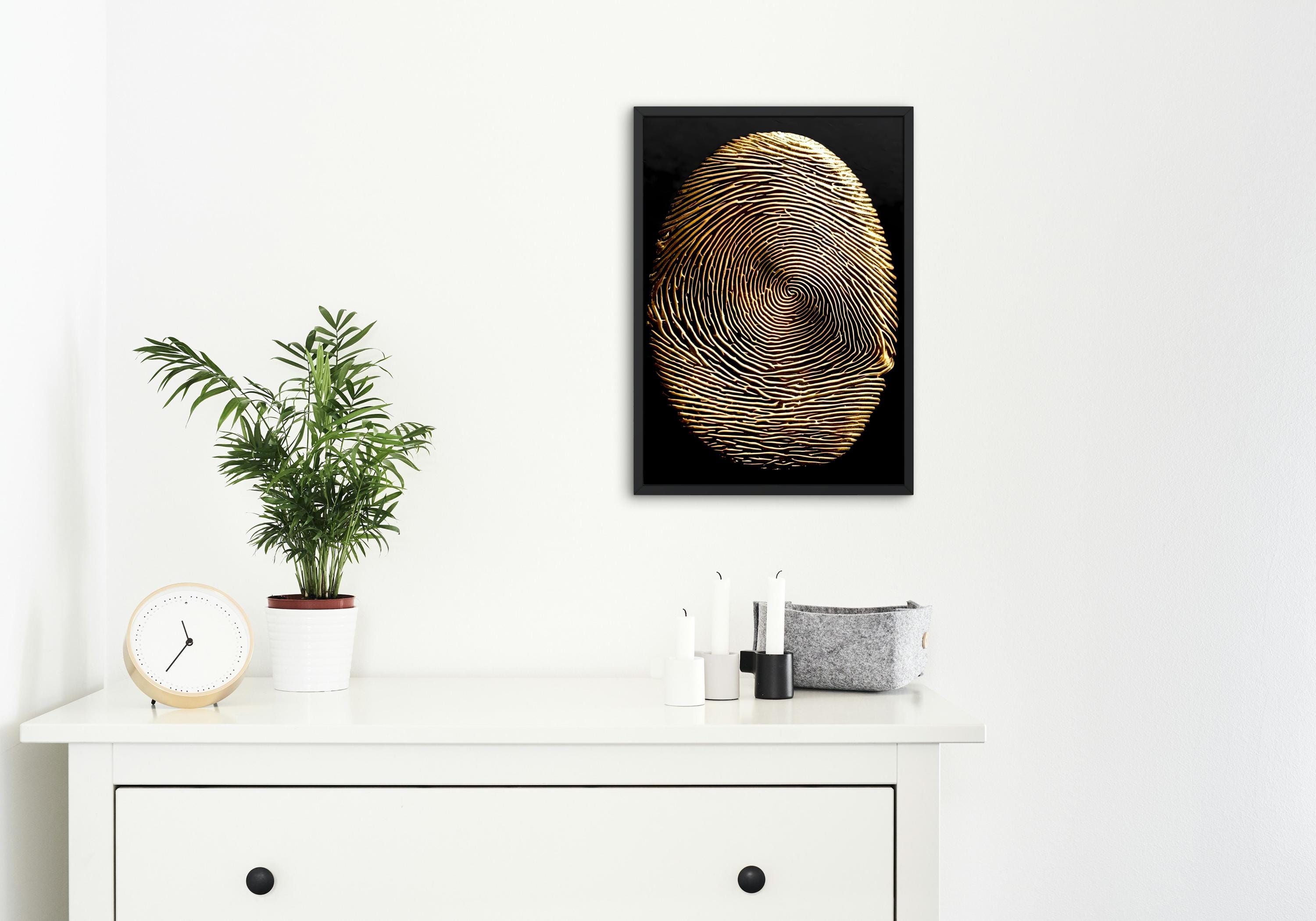 Gold Biometric Art Print, Abstract Fingerprint Wall Decor, Luxury ...