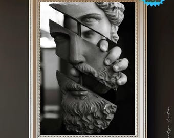 Fragmented Greek Statue Face Art Print: Surrealist Photography (Digital Download)