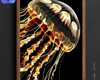 Meeres Qualle Wand Dekor, Meeres Leben Dekoration, Digitale Illustration