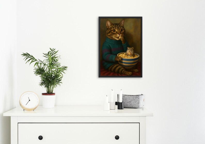 Cat and mouse friendship artwork for pet lovers