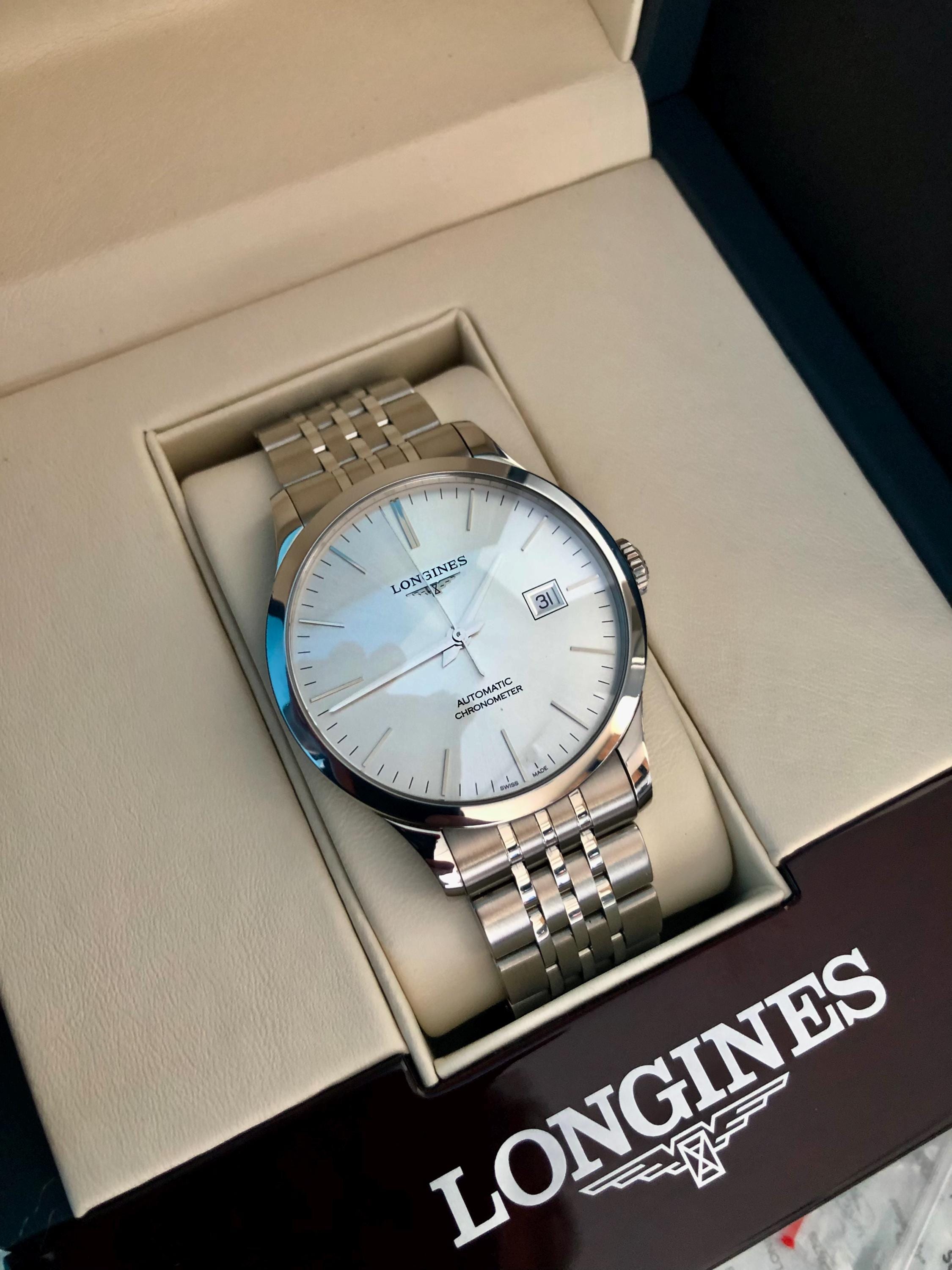 Longines Automatic Chronometer Watch | Men's excellent condition RECORD L2.821.4 | 40mm Stainless Steel Swiss Watch