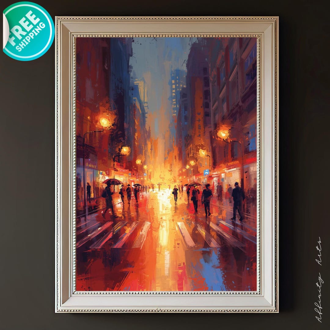 Rainy City Poster – Abstract Urban Wall Art Print, Modern Cityscape ...