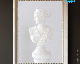 Greek Goddess Bust Print: Minimalist Statue Wall Art (Digital Download)