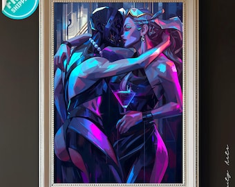 Cyberpunk Wall Art, Neon Futuristic Poster, Sci-Fi Decor