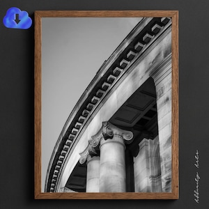 Architectural Column Wall Art – Classical Greek Ionic Pillars Print – Black and White Architecture Photo