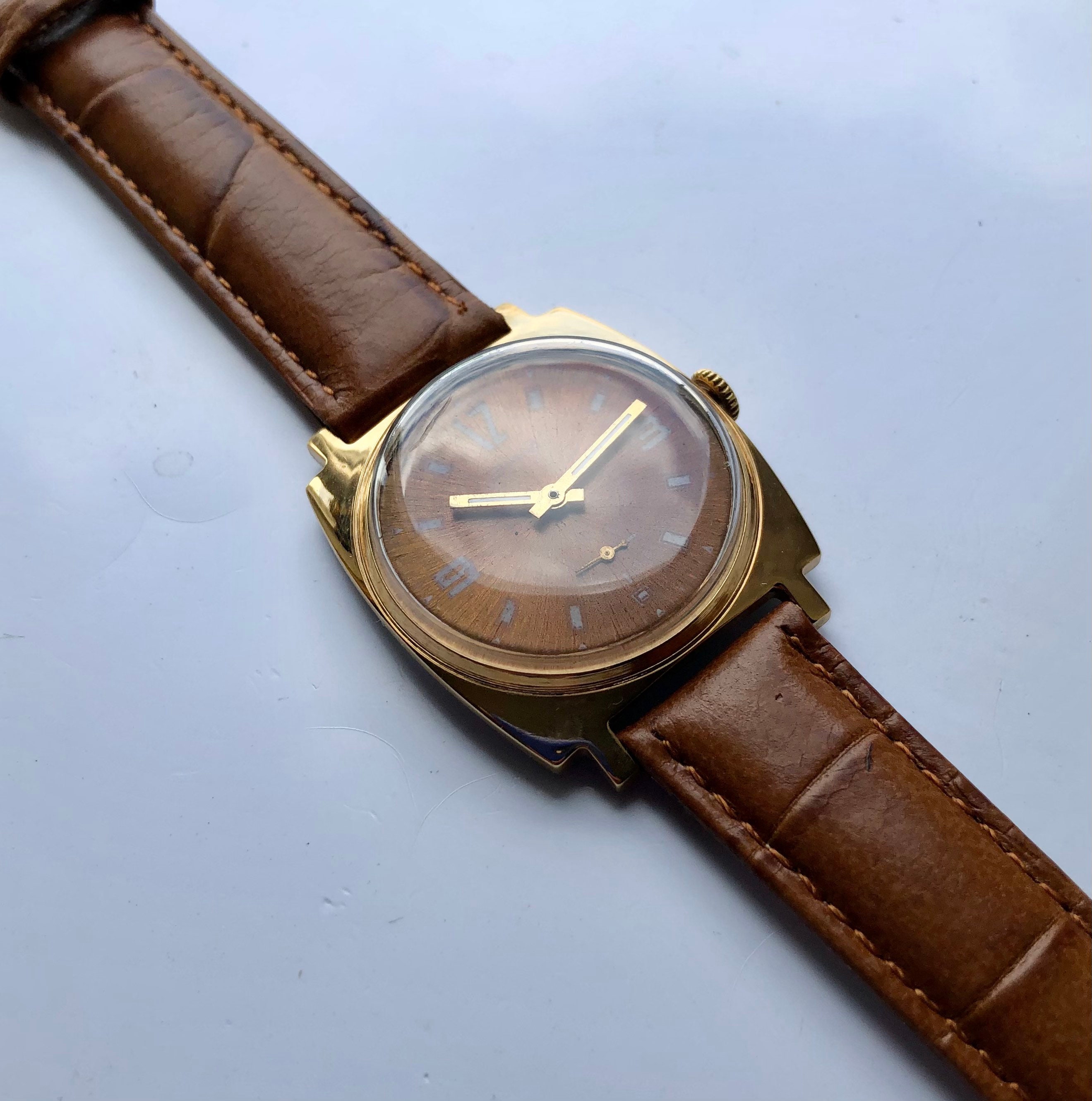Zim watch vintage gold plated watch 1970s men mechanical watch Etsy
