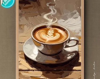 Stampa Latte Art: dipinto di caffè fumante, decorazione per la cucina del barista