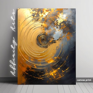 Vortex Wall Art – Abstract Energy Swirl Canvas, Golden Motion Painting, Cosmic Texture Artwork for Modern Decor