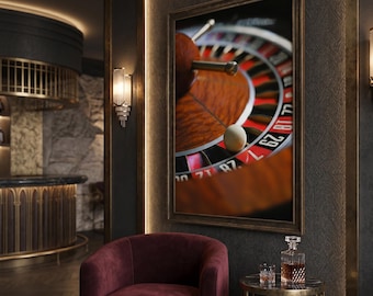 Roulette Wheel Printable Art, Las Vegas Casino Wall Decor, Instant Download