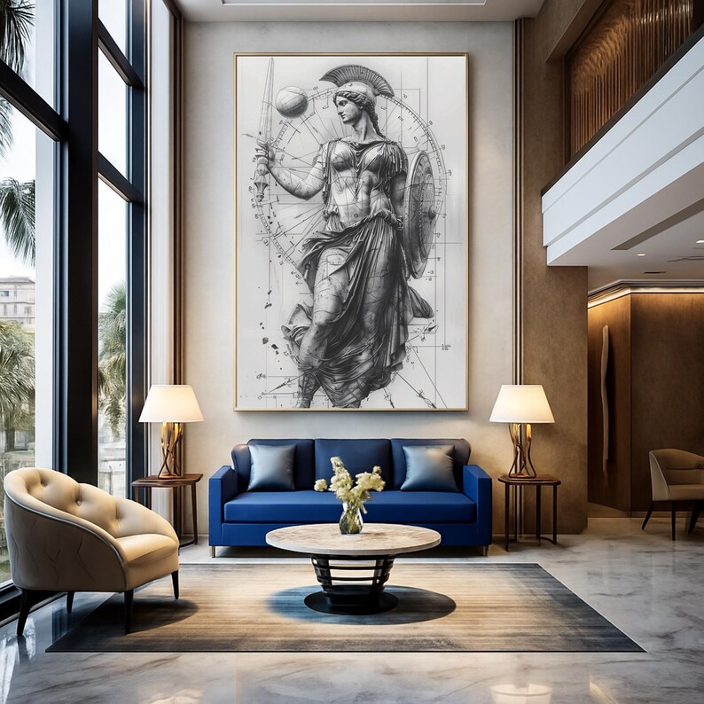 Athena 'Architecture of Power' AI Art Print: Modern Wall Decor (Digital Download) image 2