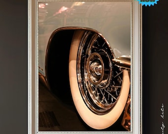 Vintage Car Wheel Print: Whitewall Tire, Retro Automotive (Digital Download)