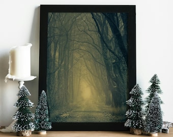Misty Forest Wall Art, Nature Landscape Print, Woodland Decor