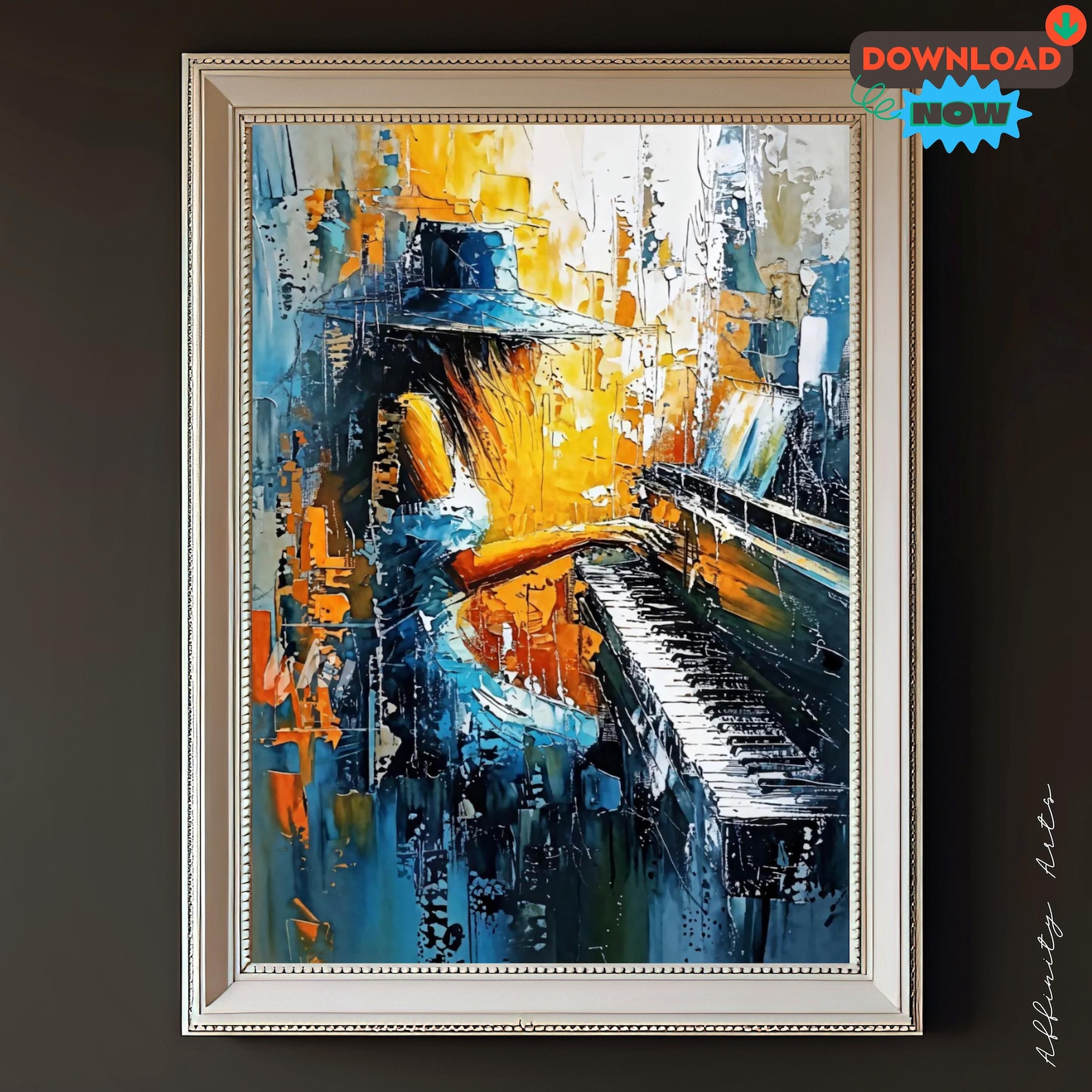 Abstract Woman Playing Piano Art Print: Modern Home Decor (digital ...