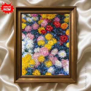 クロード・モネ作「菊」（1897年） – 印象派の花をモチーフにしたアートプリント、デジタルダウンロード、クラシックなファインアート複製