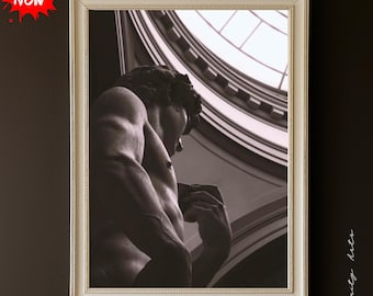 David Statue Sepia Art Print: Renaissance Sculpture Photography (Digital Download)