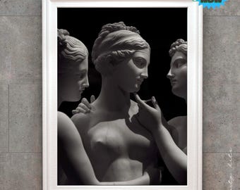 Elegant Trio of Marble Statues - Digital Download of Classic Sculpture Art