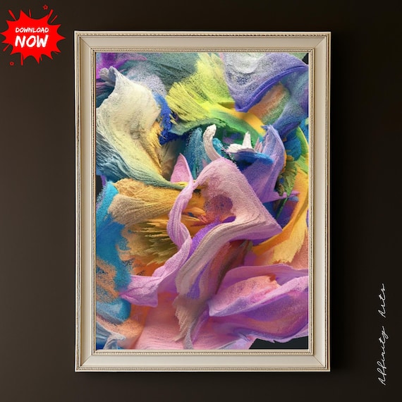 Colorful Abstract Art Print: Modern Energy Bloom (Digital Download)