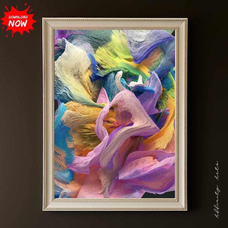 Colorful Abstract Art Print: Modern Energy Bloom (Digital Download) image 1