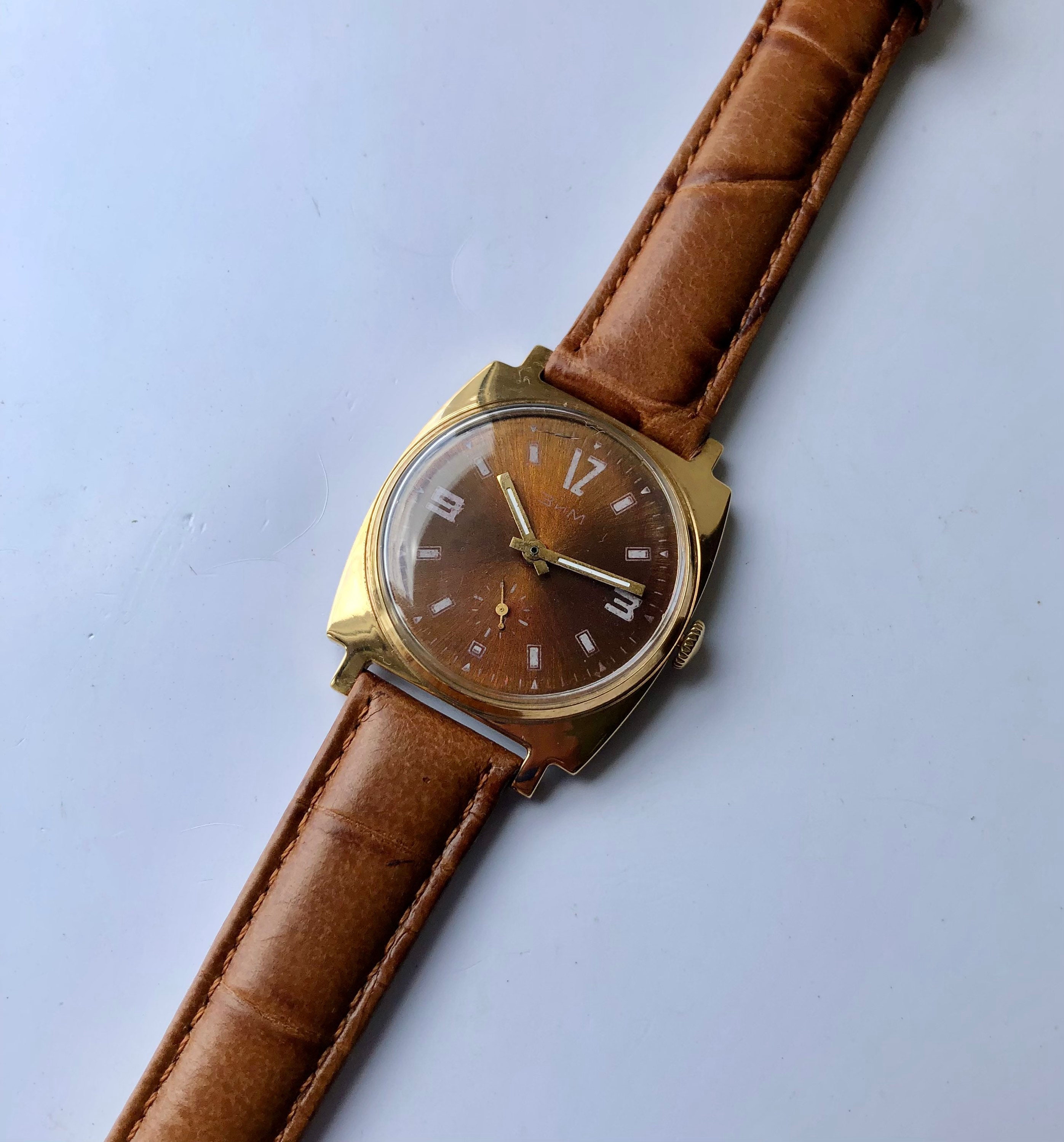 Zim watch vintage gold plated watch 1970s men mechanical watch Etsy