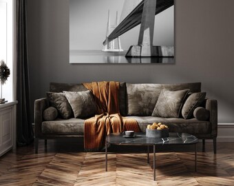 Black and White Bridge Wall Art, Architectural Photography Print, Modern Decor