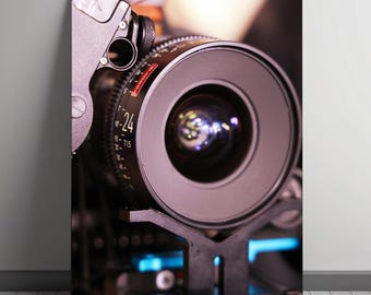 Close-Up of Cinema Camera with 24mm Lens - High-Quality Digital Art for Filmmakers and Creators