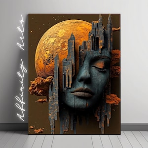 Surreal Cyberpunk Cityscape on Mars – Digital Art Print, Futuristic Sci-Fi Wall Decor, AI Artwork, Digital Download