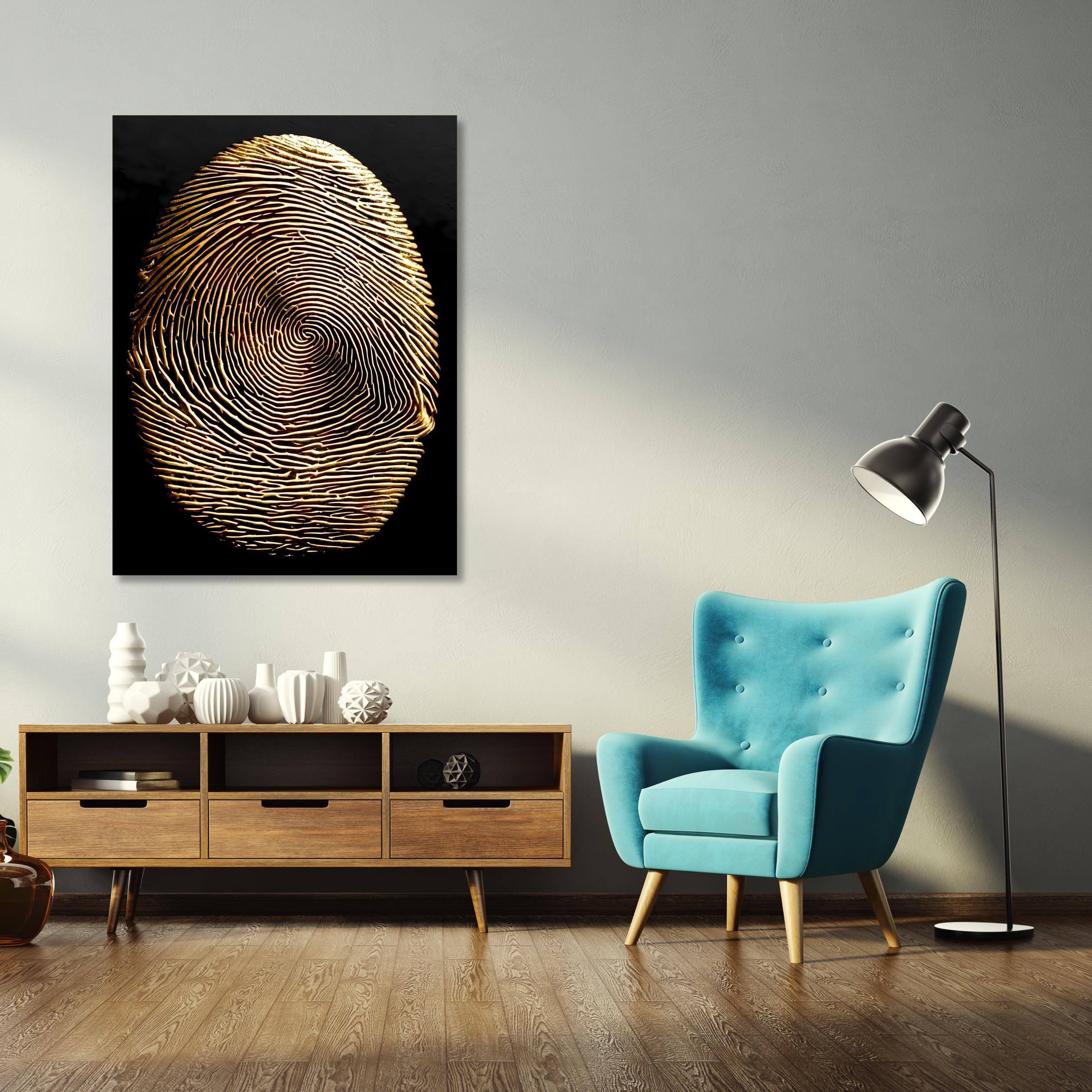 Gold Fingerprint Art Print: Abstract Biometric Decor (digital Download ...