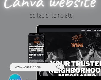 Auto Repair Shop Website Canva Template | Mechanic Business Landing Page & Sales Design