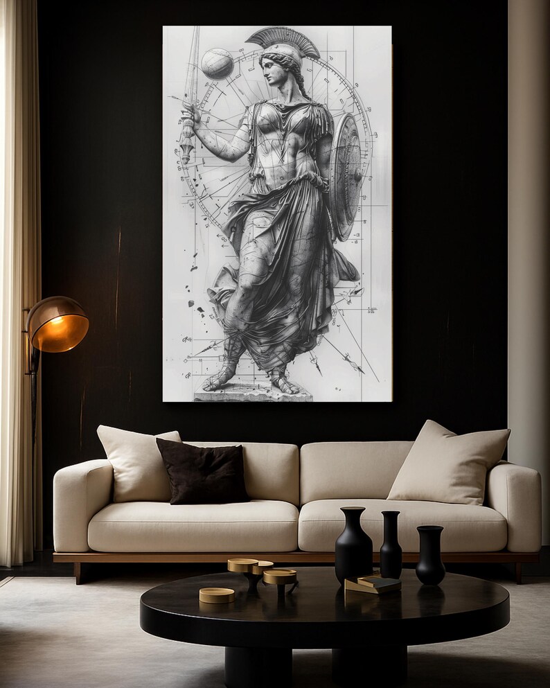 Athena 'Architecture of Power' AI Art Print: Modern Wall Decor (Digital Download) image 3