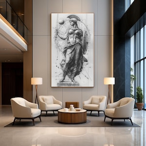 Athena 'Architecture of Power' AI Art Print: Modern Wall Decor (Digital Download) image 1