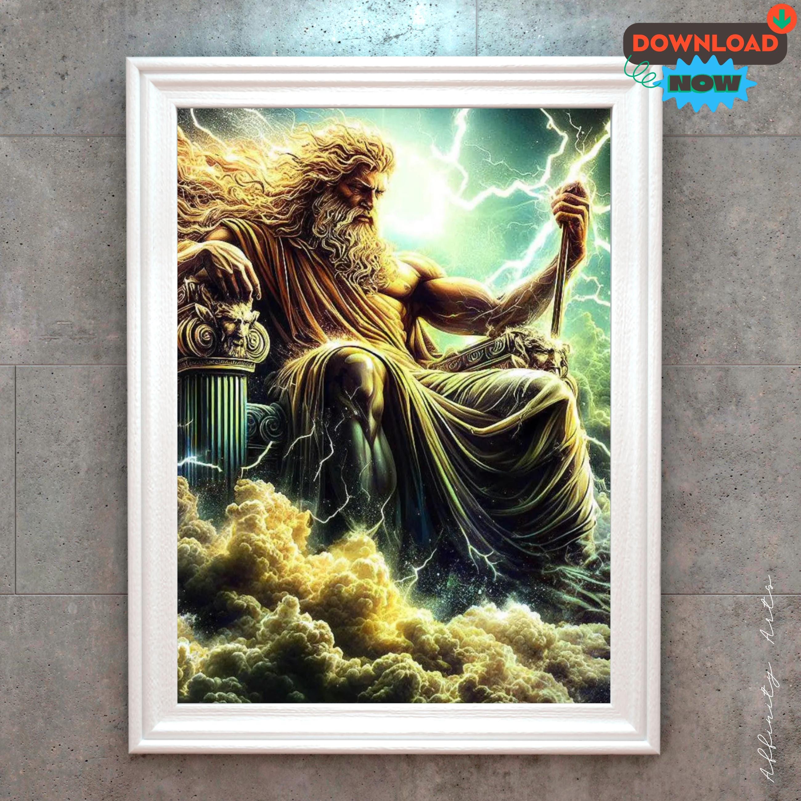Wrath of Zeus Art Print: Greek God Mythology Illustration (digital