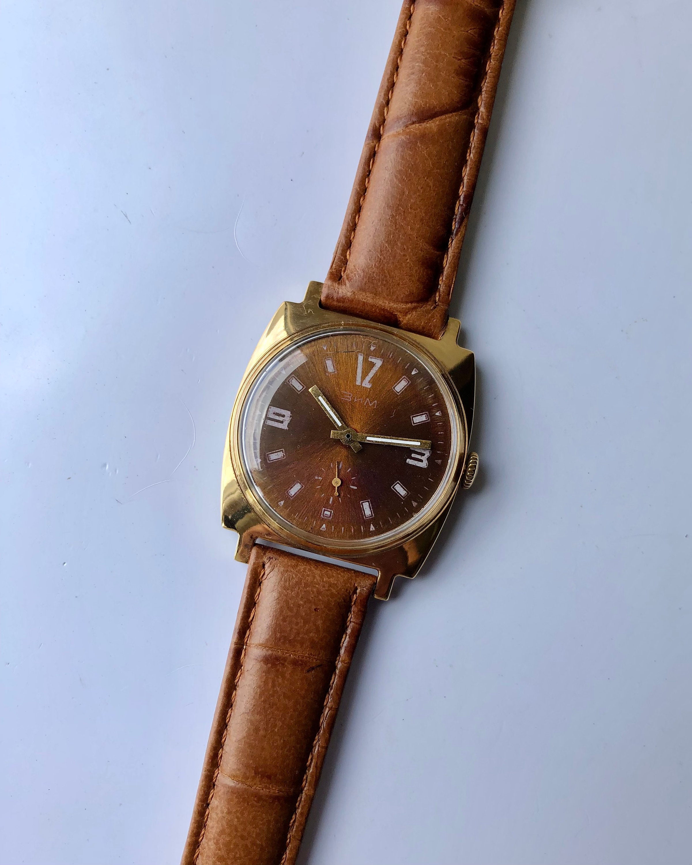 Zim watch vintage gold plated watch 1970s men mechanical watch Etsy