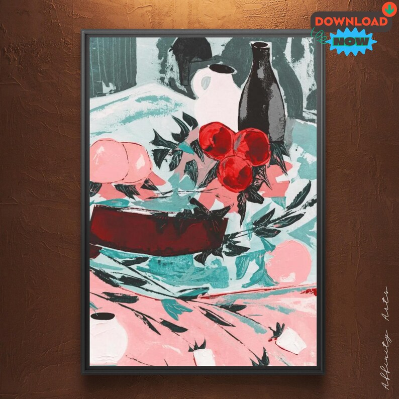 Impresión digital de naturaleza muerta abstracta / Arte mural moderno / Descarga instantánea para decoración del hogar imagen 1