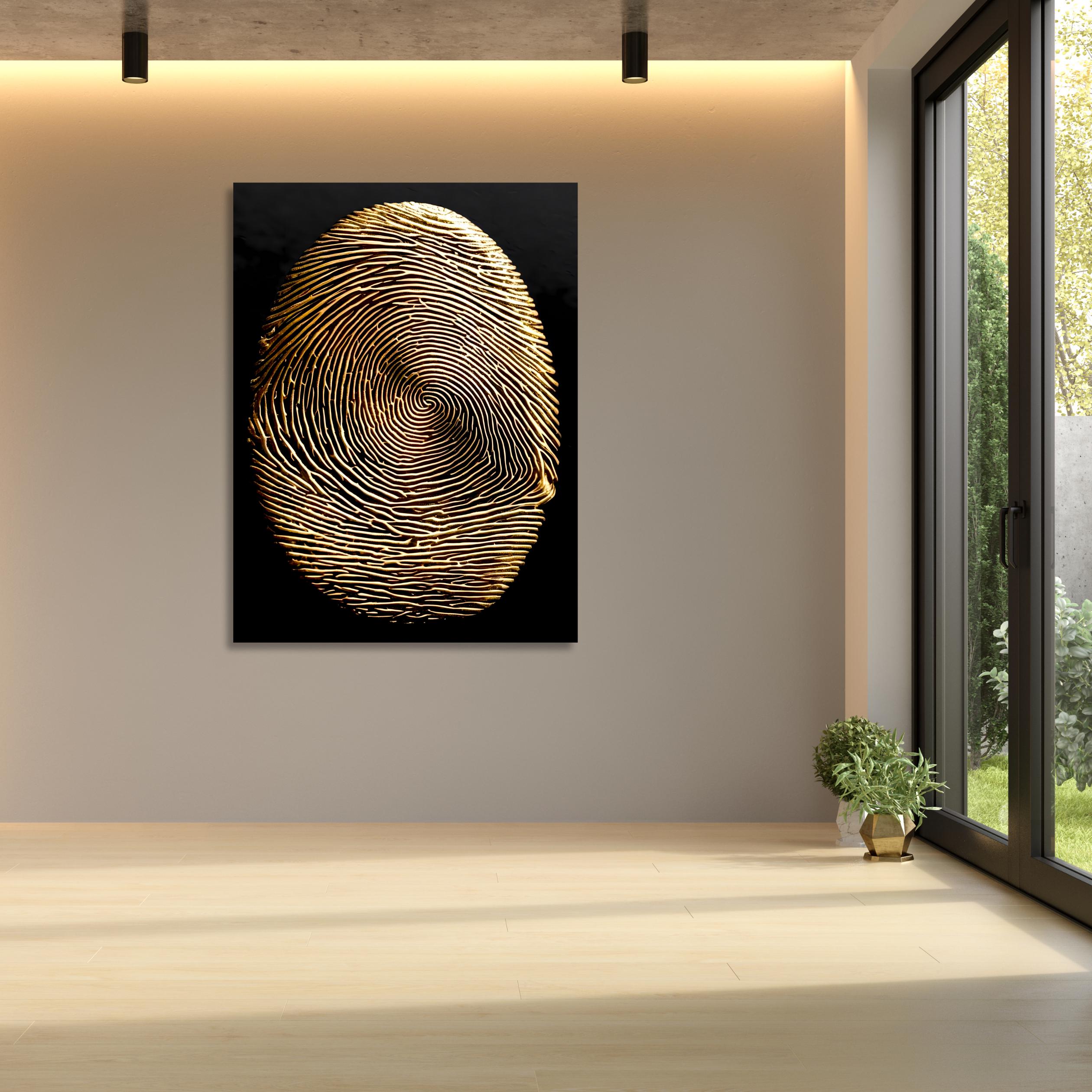 Gold Biometric Art Print, Abstract Fingerprint Wall Decor, Luxury ...