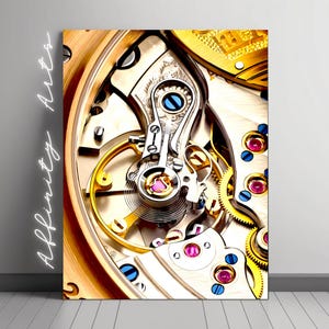 Watch Mechanism Macro Photo: Steampunk Horology Art (Digital Download)