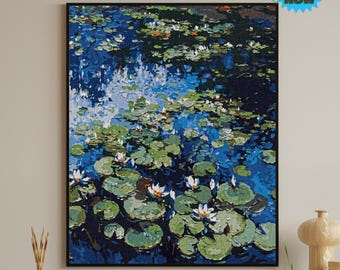 Monet-Style Water Lilies Pond Art: Impressionist Nature Print (Digital Download)