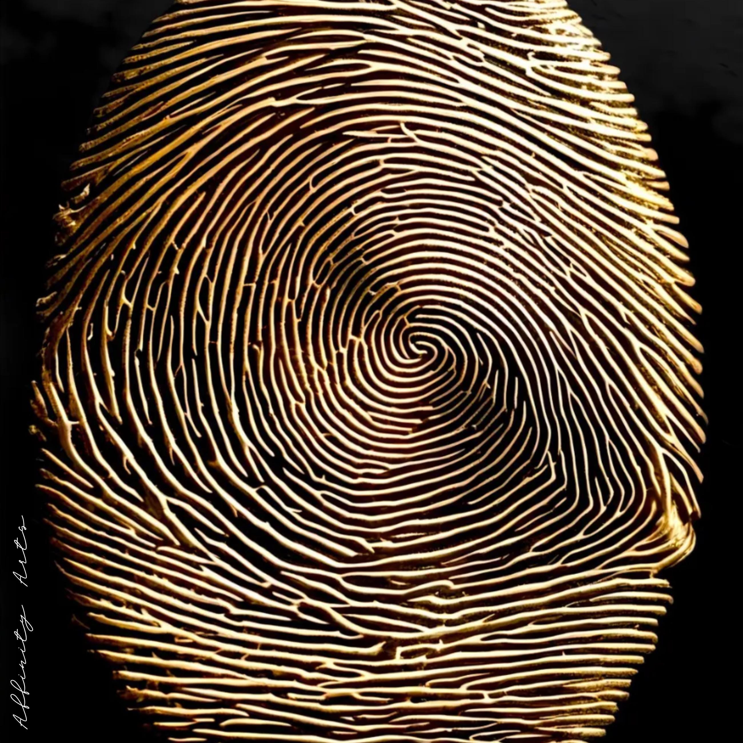 Gold Biometric Art Print, Abstract Fingerprint Wall Decor, Luxury ...