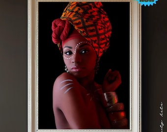 Afrocentric Wall Art, African Woman Portrait Print, Tribal Decor