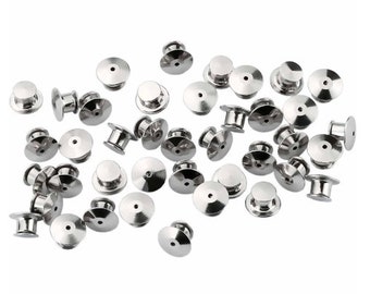 Locking Pin Backs // Pack of 20, 40 or 100 SILVER